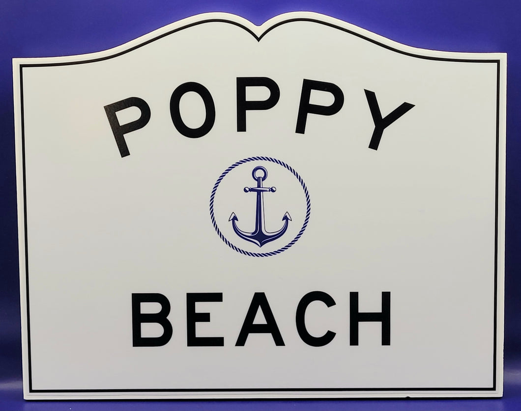 Poppy Beach with Anchor Sign