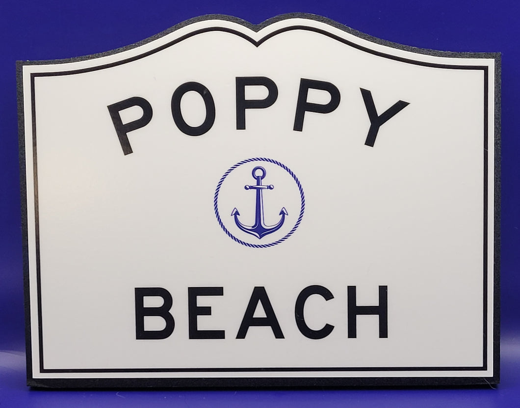 Poppy Beach with Anchor Sign