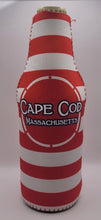 Load image into Gallery viewer, Cape Cod Red and White Striped Bottle Koozie with Opener
