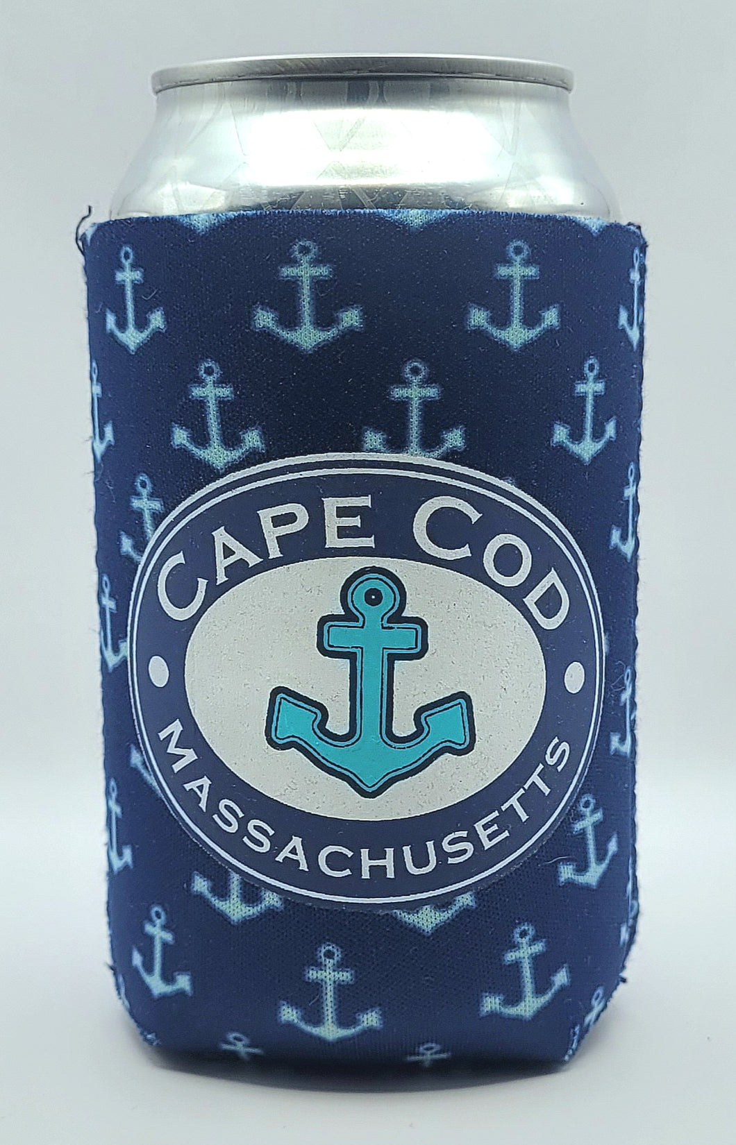 Navy with Anchors Can Koozie